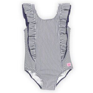Ruffle Butts waterfall Navy Stripes Swimsuit